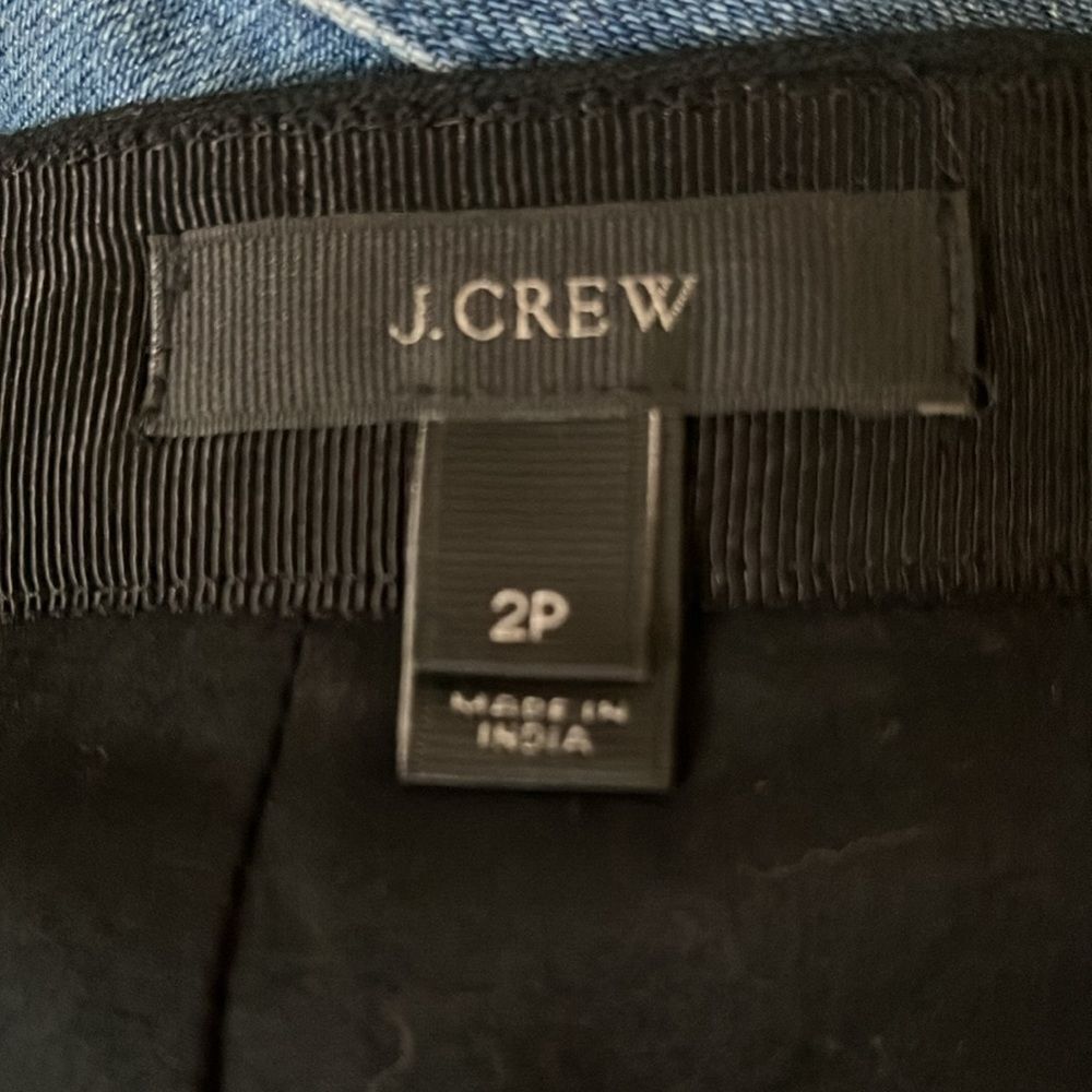 J.CREW Black Linen Pencil Shirt with Crochet Detailing, Size 2P - Picture 8 of 10